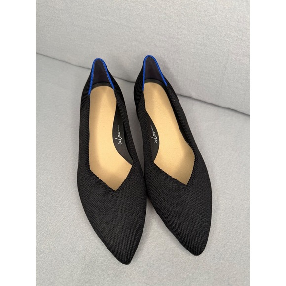 Rothy's The High Point Black Flats Size 8 Low Heel Point Toe Comfort Non-Slip